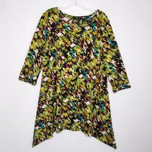 LBISSE Green/Black Sharkbite Tunic Dress XL